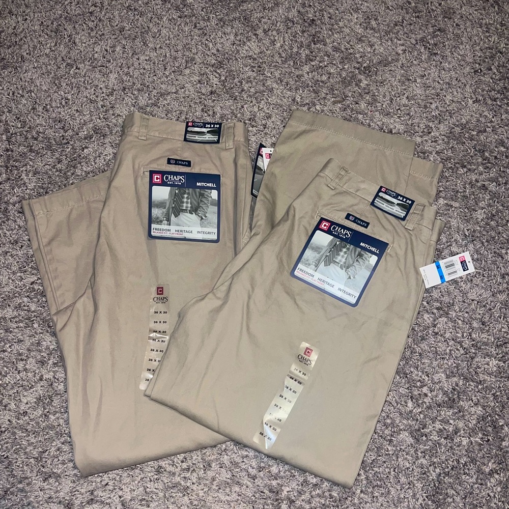 Chaps Khaki pants relaxed fit-flat front size 36x30(2 pair)